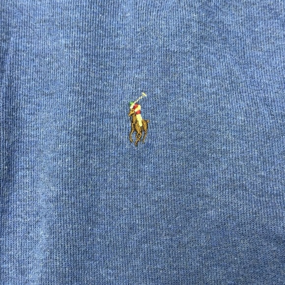 Polo Ralph Lauren Sweater Mens XL Blue 1/4 Zip Pullover Estate Rib Flesh Pony - Picture 3 of 8